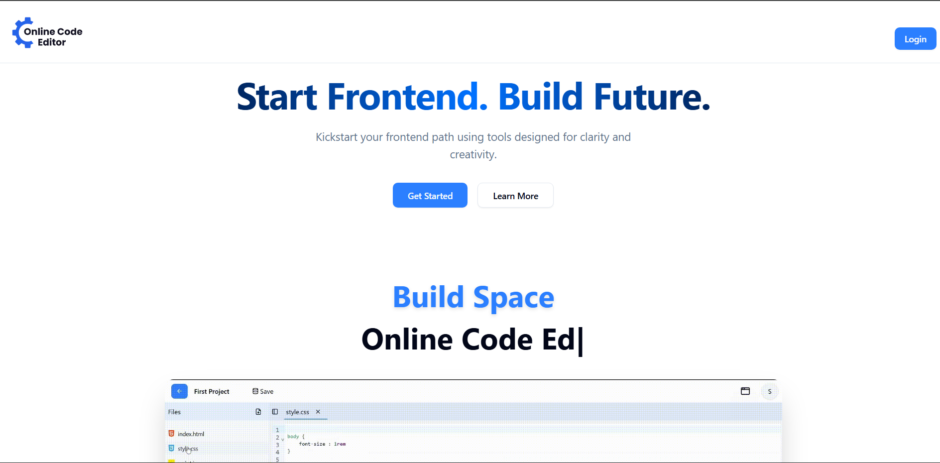 Code editor project preview
